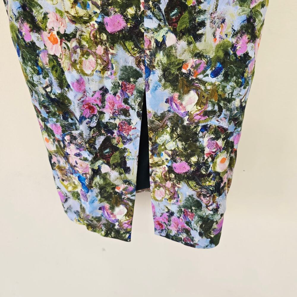 Cushnie Et Ochs Floral Print Midi Length Open Back Wiggle Green Dress Size 0 - Picture 10 of 13